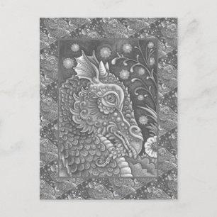 MEDIEVAL DRAGON HEAD-PORTRAIT, ZONDER MEESTE VANWE BRIEFKAART
