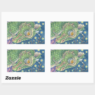 MEDIEVAL DRAGON HEAD-PORTRAIT, ZONDER MEESTE VANWE RECHTHOEKIGE STICKER