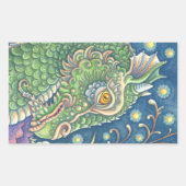 MEDIEVAL DRAGON HEAD-PORTRAIT, ZONDER MEESTE VANWE RECHTHOEKIGE STICKER (Voorkant)