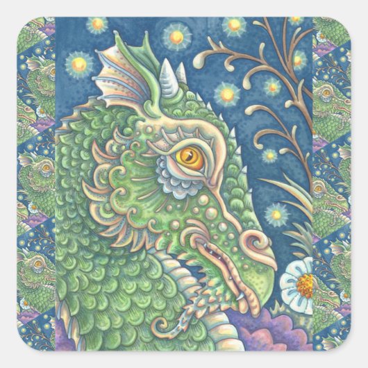MEDIEVAL DRAGON HEAD-PORTRAIT, ZONDER MEESTE VANWE VIERKANTE STICKER (Voorkant)