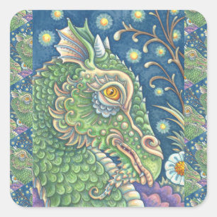 MEDIEVAL DRAGON HEAD-PORTRAIT, ZONDER MEESTE VANWE VIERKANTE STICKER