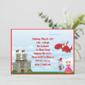 Medieval Dragon Knight Birthday Uitnodiging (Staand voorkant)