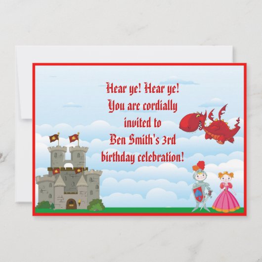 Medieval Dragon Knight Birthday Uitnodiging (Achterkant)
