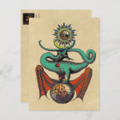 Medieval Dragon van de Ripley Scroll Sepia Briefkaart (Voorkant / Achterkant)