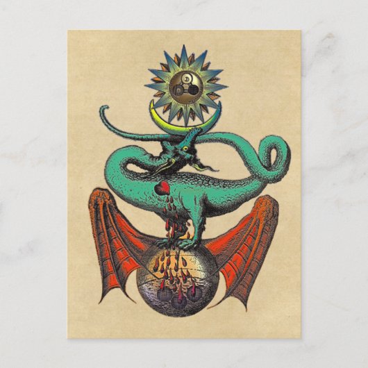 Medieval Dragon van de Ripley Scroll Sepia Briefkaart (Voorkant)