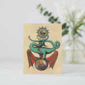 Medieval Dragon van de Ripley Scroll Sepia Briefkaart (Staand voorkant)