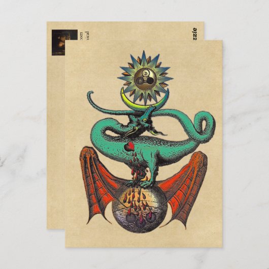 Medieval Dragon van de Ripley Scroll Sepia Briefkaart (Voorkant / Achterkant)