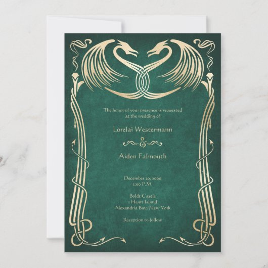 Medieval Dragon Wedding Kaart (Voorkant)