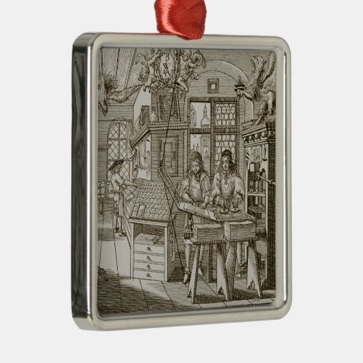 Medieval Duitse drukkerij (graving) Metalen Ornament (Rechts)