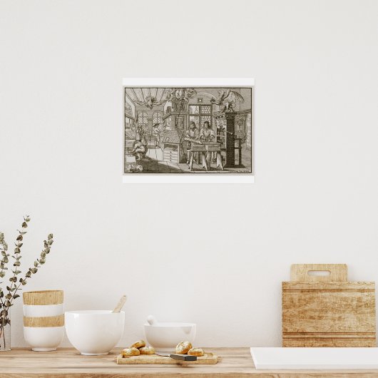 Medieval Duitse drukkerij (graving) Poster (Keuken)