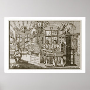 Medieval Duitse drukkerij (graving) Poster