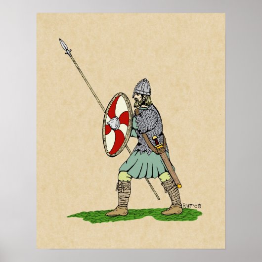 Medieval Engels/Saxon Warrior Poster (Voorkant)