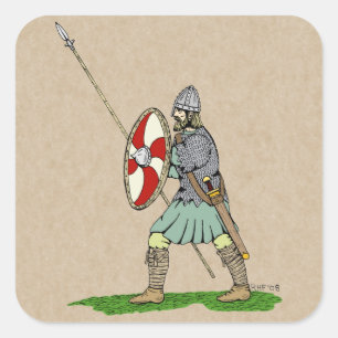 Medieval Engels/Saxon Warrior Vierkante Sticker