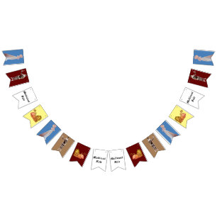 Medieval Fair Knachten en dames die vlaggen bundel Vlaggetjes