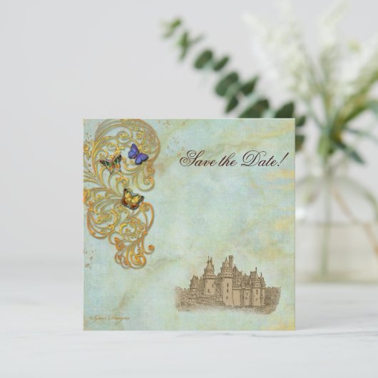 Medieval Fairy Tale Castle Save The Date (Staand voorkant)