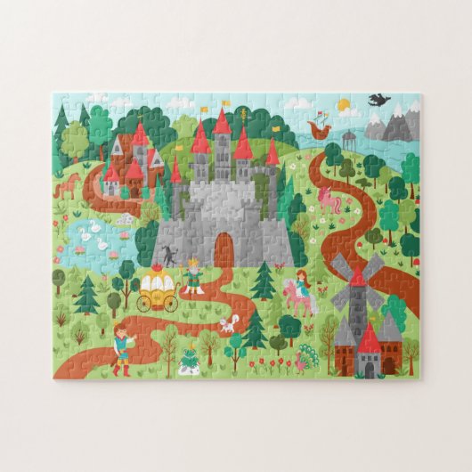 Medieval Fairytale Koninkrijk Fantasy Castle Kinde Legpuzzel (Horizontaal)