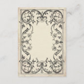 Medieval Fantasy Black Vintage Etching Wedding Informatiekaartje (Achterkant)
