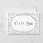 Medieval Fantasy Blue & Gold Etching Wedding Bedankkaart (Voorkant)