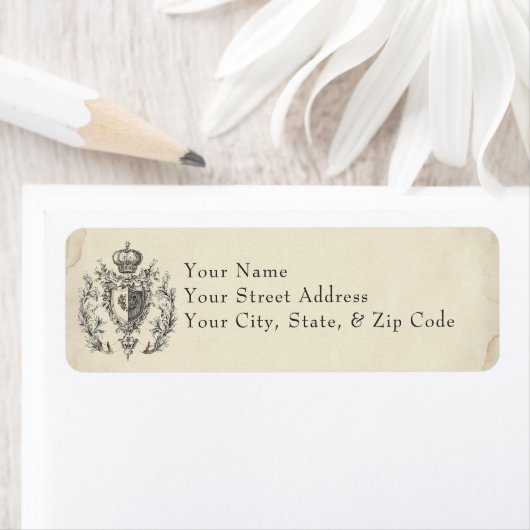 Medieval Fantasy Crest Black Etching Wedding Etiket (Insitu)