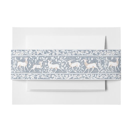 Medieval Fantasy Deer Blue Gold Etching Wedding Uitnodigingen Wikkel (Voorkant Voorbeeld)