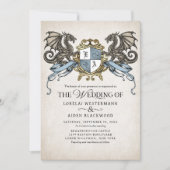 Medieval Fantasy Dragon Monogram Wedding Kaart (Voorkant)