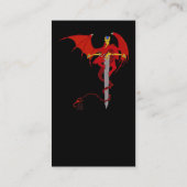 Medieval Fantasy Flying Red Dragon en Sword Visitekaartje (Achterkant)