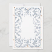 Medieval Fantasy Frame Blue Gold Bridal Shower Kaart (Achterkant)