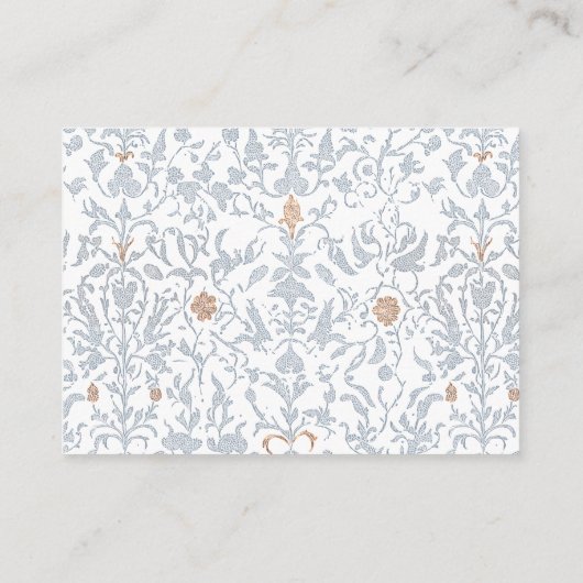 Medieval Fantasy Frame Blue Gold Etching Wedding Informatiekaartje (Achterkant)