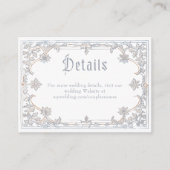 Medieval Fantasy Frame Blue Gold Etching Wedding Informatiekaartje (Voorkant)
