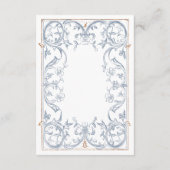 Medieval Fantasy Frame Blue Gold Etching Wedding Informatiekaartje (Achterkant)