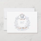 Medieval Fantasy Frame Blue Gold Etching Wedding RSVP Kaartje (Achterkant)