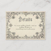Medieval Fantasy Vintage Black Etching Wedding Informatiekaartje (Voorkant)