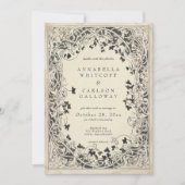 Medieval Fantasy Vintage Black Etching Wedding Kaart (Voorkant)