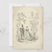 Medieval Fantasy Vintage Black Etching Wedding Kaart (Achterkant)