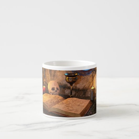 Medieval Fantasy Wizard's Study Espresso Kop (Voorkant)