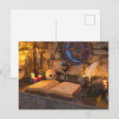Medieval Fantasy Wizard's Study Feestdagenkaart (Voorkant / Achterkant)