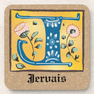 Medieval Floral Illuminated Letter J Monogram Bier Onderzetter