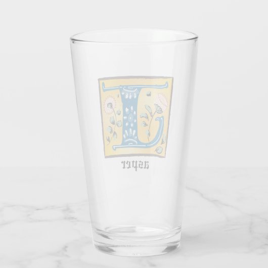 Medieval Floral Illuminated Letter J Monogram Glas (Achterkant)