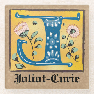Medieval Floral Illuminated Letter J Monogram Glazen Onderzetter