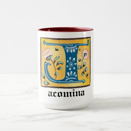 Medieval Floral Illuminated Letter J Monogram Mok (Midden)