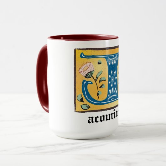 Medieval Floral Illuminated Letter J Monogram Mok (Voorkant links)