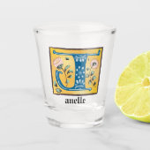 Medieval Floral Illuminated Letter J Monogram Shot Glas (Voorkant)