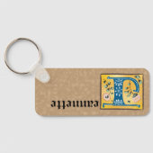 Medieval Floral Illuminated Letter J Monogram Sleutelhanger (Achterkant)