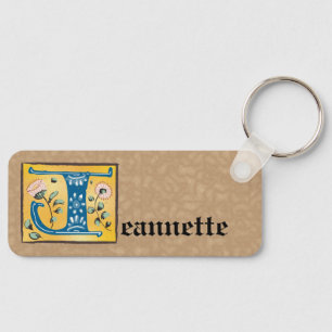 Medieval Floral Illuminated Letter J Monogram Sleutelhanger
