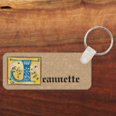 Medieval Floral Illuminated Letter J Monogram Sleutelhanger (Voorkant)