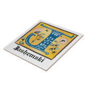 Medieval Floral Illuminated Letter J Monogram Tegeltje (Zijkant)