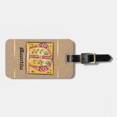 Medieval Floral Illuminated Letter M Monogram Bagagelabel (Voorkant horizontaal)