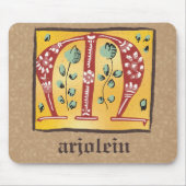 Medieval Floral Illuminated Letter M Monogram Muismat (Voorkant)