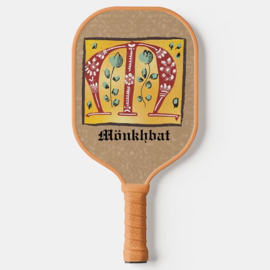 Medieval Floral Illuminated Letter M Monogram Pick Pickleball Paddle (Voorkant)