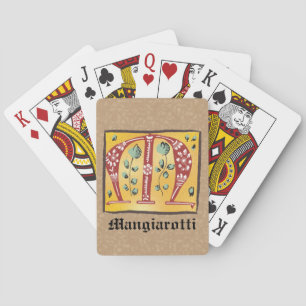 Medieval Floral Illuminated Letter M Monogram Pokerkaarten